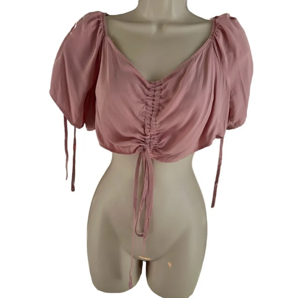 Shein Pink Ruched Crop Top Size Xxl
